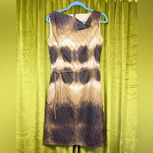 Escada Sport Asymmetrical Neck Tie Dye Brown and crème Dress. 36 or US 6. $700+